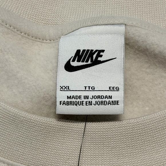 *NEW* MEN Nike Club Fleece Crewneck Sweatshirt XXL Light Bone/White (BV2662 072) - Picture 7 of 14